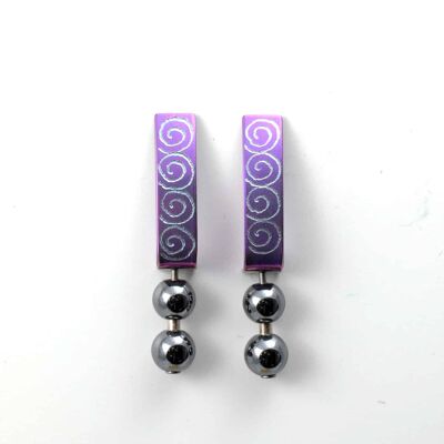 Titanium Earrings. Violet. Very light and absolutely allergy free! Available in 5 colours. Handmade in France. TT623 PA