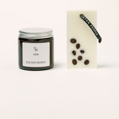 GIFT PACK CANDLE + CLOSET WAX BAR AIR FRESHENER 01. 1958: cardamom, oud and coffee.