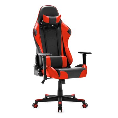 IWMH Indy Gaming Racing Silla de cuero con reposabrazos ajustable ROJO