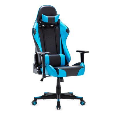 IWMH Indy Gaming Racing Silla de cuero con reposabrazos ajustable AZUL