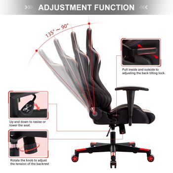 IWMH Indy Gaming Racing Chair Cuir-Classique ROUGE 2