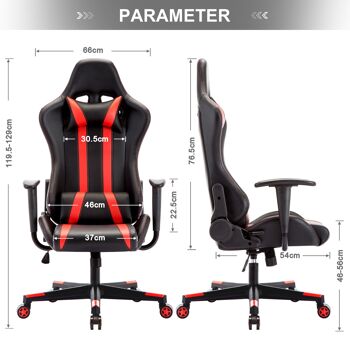 IWMH Indy Gaming Racing Chair Cuir-Classique ROUGE 3