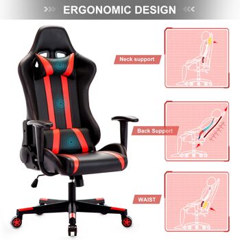 IWMH Indy Gaming Racing Chair Cuir-Classique ROUGE 4
