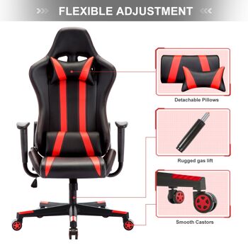 IWMH Indy Gaming Racing Chair Cuir-Classique ROUGE 5