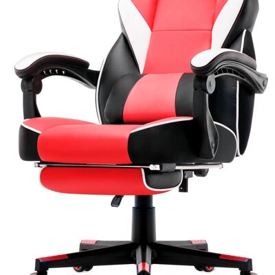 IWMH Rally Gaming Racing Chair Leather with Retractable Footrest-Basic RED