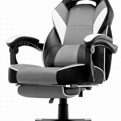 IWMH Rally Gaming Racing Chair Leder mit einziehbarer Fußstütze-Basic GRAU