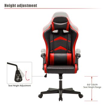 IWMH Indy Gaming Racing Chair Cuir, Dossier Haut ROUGE 3