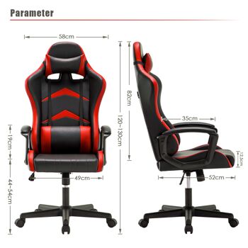 IWMH Indy Gaming Racing Chair Cuir, Dossier Haut ROUGE 5