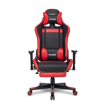 Chaise de course IWMH Rally Gaming avec repose-pieds rétractable ROUGE 3