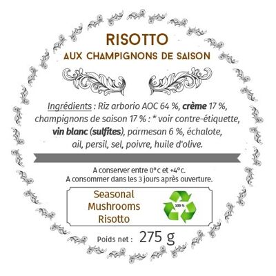 Risotto with Seasonal Mushrooms (glass jar / traditional jars)