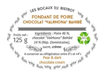 Fondant de Poire - Chocolat “Valrhona Bahibé" (bocal en verre / bocaux traditionnels) 1