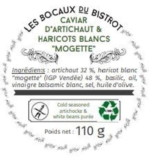 Caviar d’Artichaut & Haricots blancs “Mogette” - IGP Vendée (bocal en verre / bocaux traditionnels)