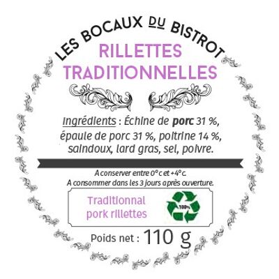 Traditional rillettes like at Le Mans (glass jar / traditional jars)