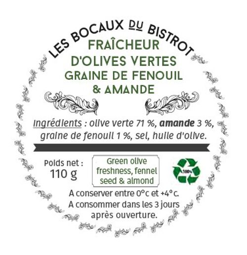 Fraicheur d’Olives Vertes - Tapenade (bocal en verre / bocaux traditionnels)