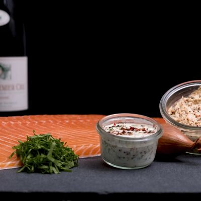 Lachs-Rillettes mit Espelette-Pfeffer (Gläser / traditionelle Gläser)