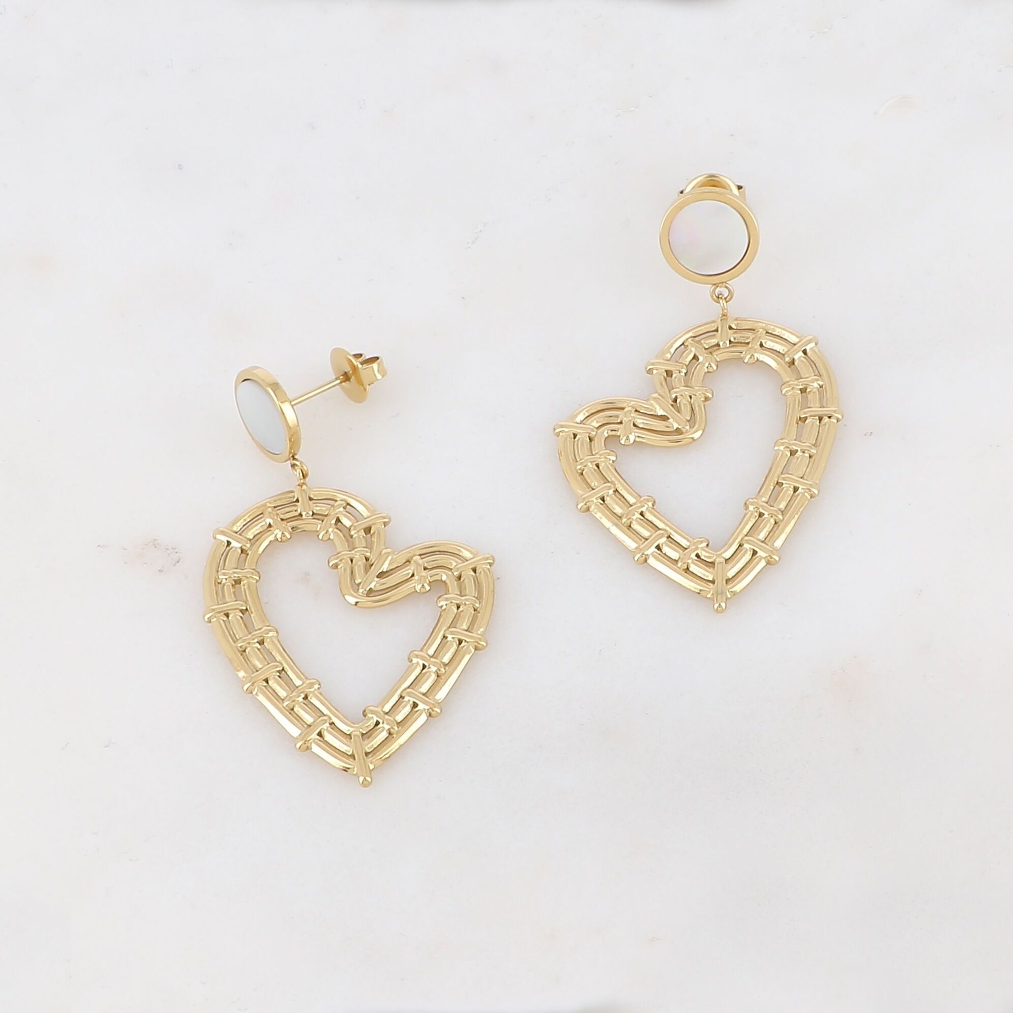Cuore Earrings - Golden Mother-of-Pearl
