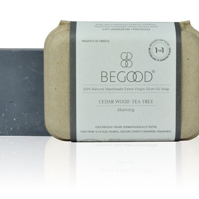 Begood 100% naturale, sapone all'olio extra vergine di oliva fatto a mano - legno di cedro, tea tree (rasatura), 100 g