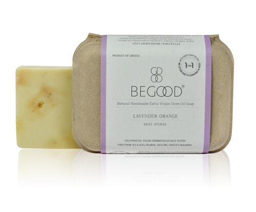 Begood 100% Natural, Handmade Extra Virgin Olive Oil Soap - lavender, orange (anti-stress), 100g