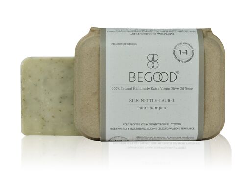 Begood 100% Natural, Handmade Extra Virgin Olive Oil Soap - Silk, Nettle, Laurel (strong hair), 100g