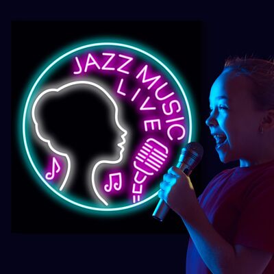 Neon Sign Jazz Music Live with Remote Control
