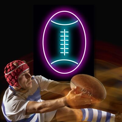 Neon Sign Rugby Ball with Remote Control