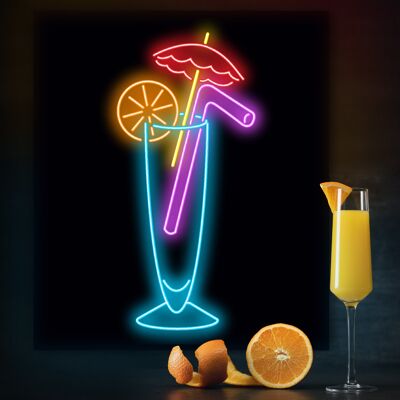 Neon Sign Straw & Glass with Remote Control