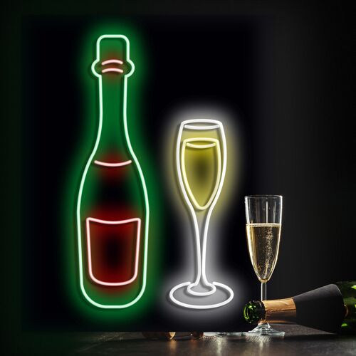 Neon Sign Champagne with Remote Control