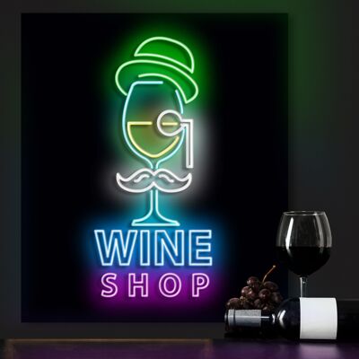 Neon Sign Wine Shop with Remote Control