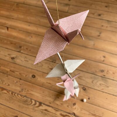 Guirnalda de origami, rosa y blanco