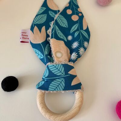 The Rattle/Teether, Turquoise - Organic