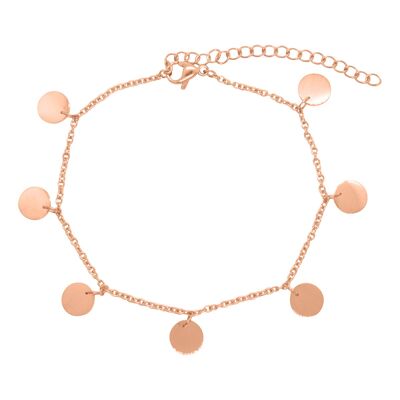 Plate anklets with 5 plates stainless steel rosé