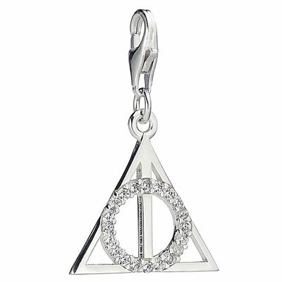 Harry Potter Sterling Silver Deathly Hallows Clip On Charm Avec Griffe Set Cristaux