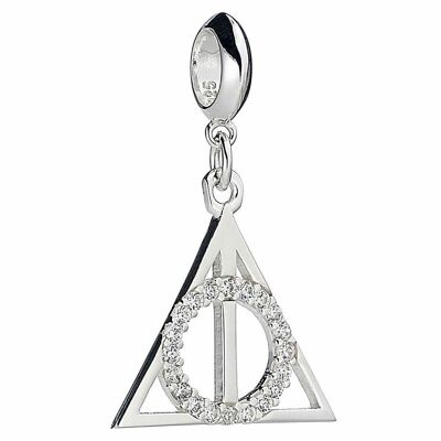 Dije deslizante de plata de ley con elementos de cristal de las Reliquias de la Muerte de Harry Potter