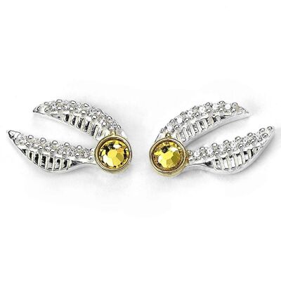 Harry Potter Sterling Silver Golden Snitch Stud Earrings with Crystal Elements