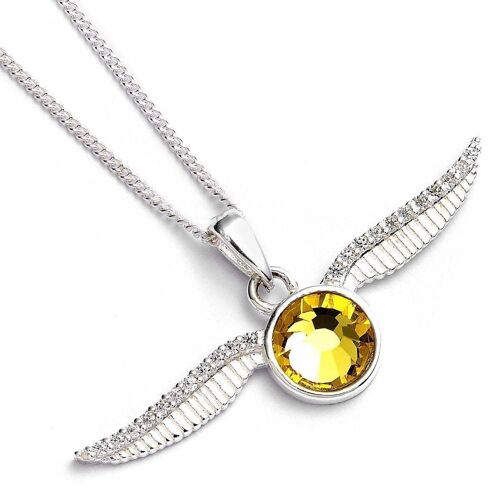 Harry Potter Sterling Silver Golden Snitch Necklace With Claw Set  Crystals