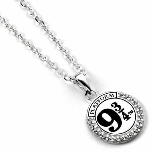 Harry Potter Sterling Silver Platform 9 3/4 Necklace With Claw Set  Crystals