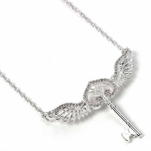 Harry Potter Sterling Silver Flying Key Necklace with Crystal Elements