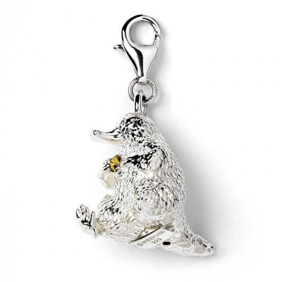 Charm con clip Niffler de plata de ley de Animales fantásticos adornado con elementos de cristal