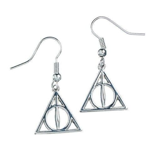 Harry Potter Sterling Silver Deathly Hallows Drop Earrings