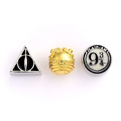 Ensemble de 3 perles intercalaires Harry Potter Reliques de la mort, Vif d'or, Plate-forme 9 3/4