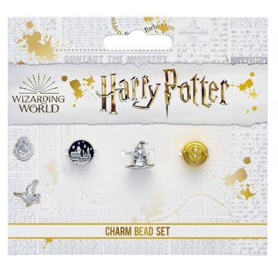 Harry Potter - Lot de 3 Perles Intercalaires - Château de Poudlard, Choixpeau, Retourneur de Temps