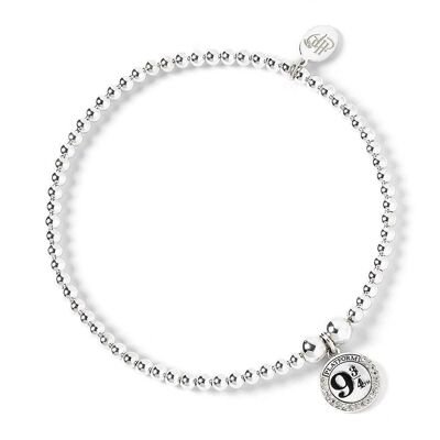 Harry Potter Kugelperlenarmband aus Sterlingsilber & 9 3/4 Charm mit Kristallelementen