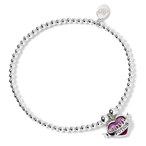 Harry Potter Sterling Silver Ball Bead Bracelet & Love potion Charm with Crystal Elements