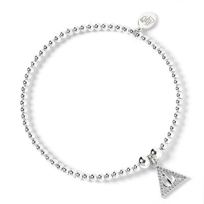 Harry Potter Kugelperlenarmband aus Sterlingsilber & Heiligtümer des Todes Charm mit Kristallelementen