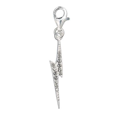 Harry Potter Sterling Silver Lightning Bolt Clip on Charm with Crystal Elements
