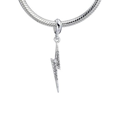 Harry Potter Sterling Silver Lightning Bolt Slider Charm with Crystal Elements