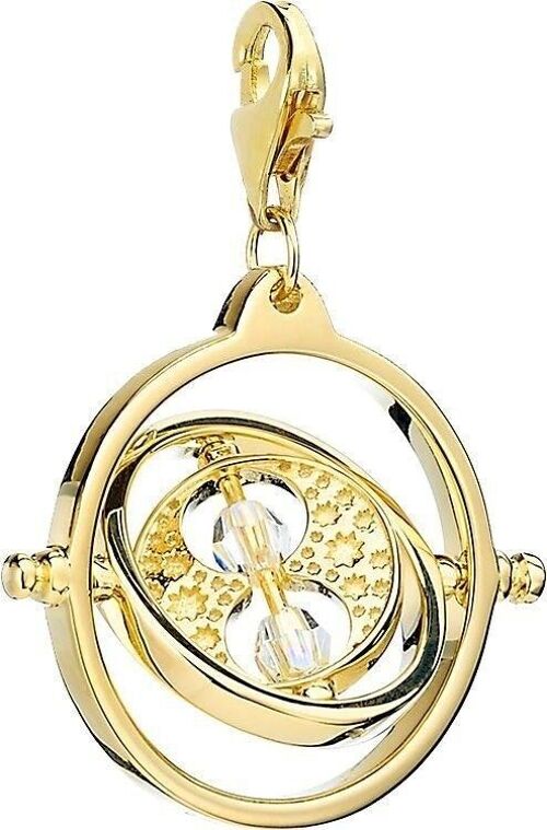 Harry Potter Sterling Silver gold plated Time Turner Clip on Charm with Crystals Elements