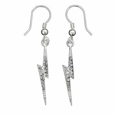 Boucles d'oreilles Harry Potter en argent sterling avec éclair et éléments en cristal