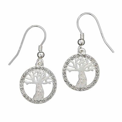 Harry Potter Sterling Silver Whomping Willow Drop Earrings with Crystal Elements