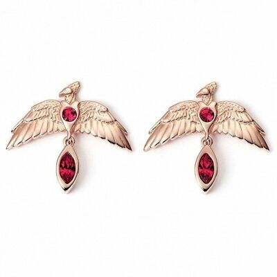 Harry Potter Boucles d'oreilles Fumseck en argent sterling plaqué or rose avec cristaux